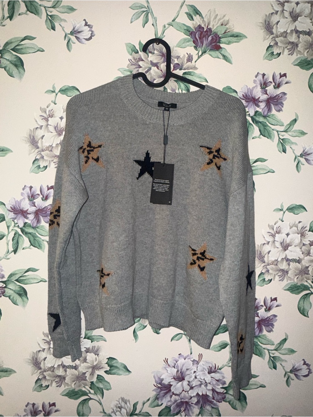 Rails Gray Star Crewneck Sweater with Tan & Black Stars